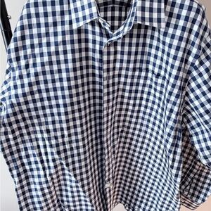 Nordstrom Navy and White Checkered Dress Shirt